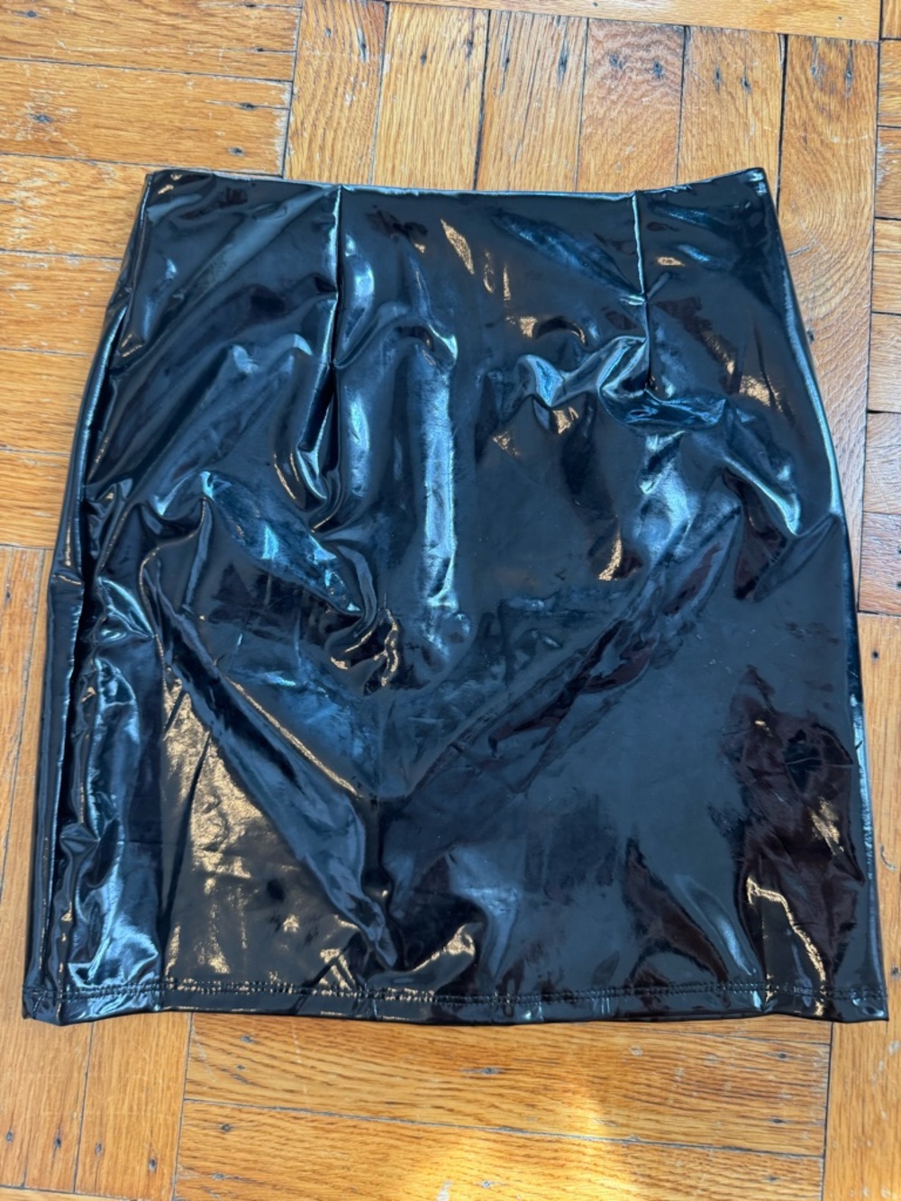 Fashion Nova Black High-Gloss Patent Mini Skirt